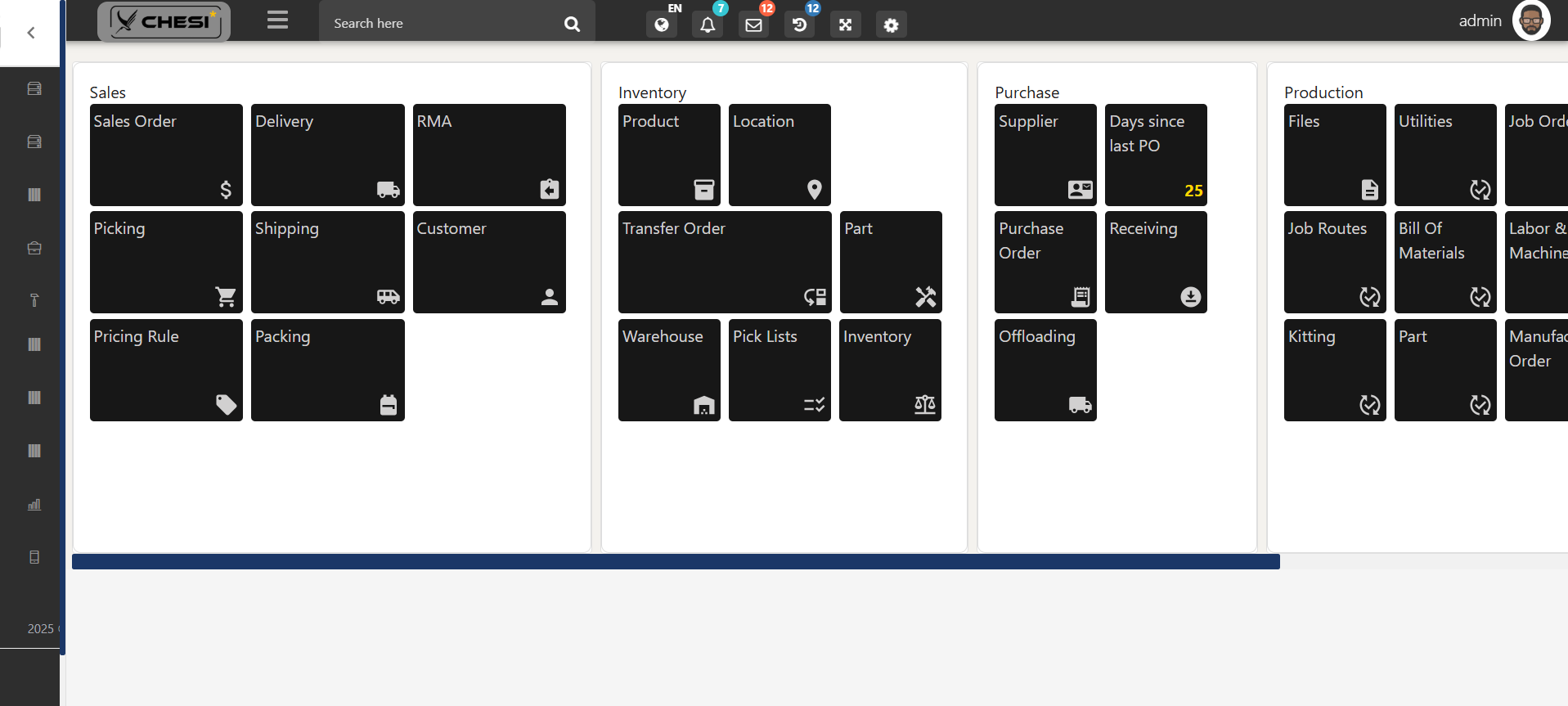 ChesiWMS Home Interface